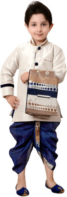 

Arshia Fashions Boys Festive & Party, Wedding Kurta, Waistcoat and Dhoti Pant Set(Multicolor Pack of 3