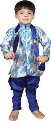 DELHIITE Boys Sherwani and Churidar Set(Blue Pack of 1)