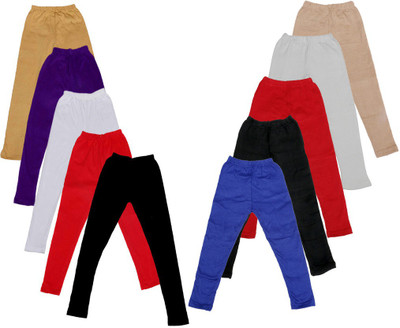 

IndiWeaves Legging For Girls(Beige Pack of 10, Beige;black;blue;purple;red;white
