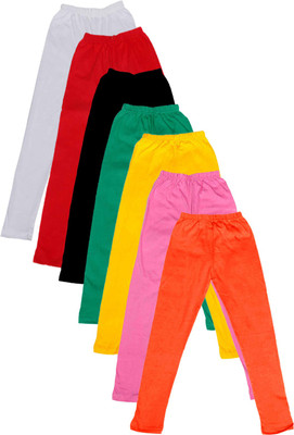 

IndiWeaves Legging For Girls(Multicolor Pack of 7, Black;green;orange;pink;red;white;yellow
