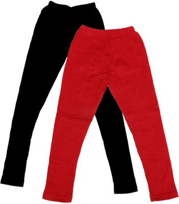 

IndiWeaves Legging For Girls(Black Pack of 2, Black;red