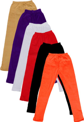 

IndiWeaves Legging For Girls(Multicolor Pack of 6, Beige;black;orange;purple;red;white