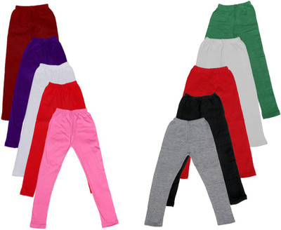 

IndiWeaves Legging For Girls(Maroon Pack of 10, Black;green;grey;maroon;pink;purple;red;white