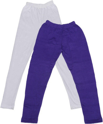 

IndiWeaves Legging For Girls(White Pack of 2, Purple;white