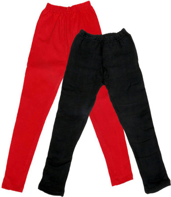 

IndiWeaves Legging For Girls(Red Pack of 2, Black;red