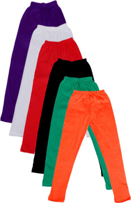 

IndiWeaves Legging For Girls(Multicolor Pack of 6, Black;green;orange;purple;red;white