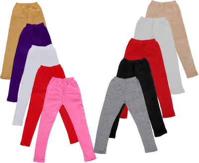 

IndiWeaves Legging For Girls(Beige Pack of 10, Beige;black;grey;purple;red;white