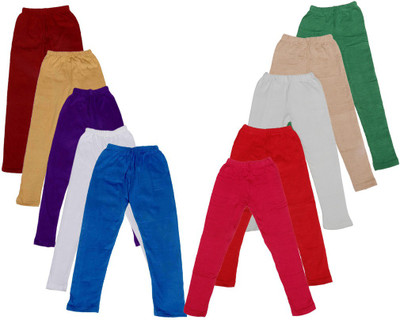 

IndiWeaves Legging For Girls(Maroon Pack of 10, Beige;blue;green;maroon;pink;purple;red;white