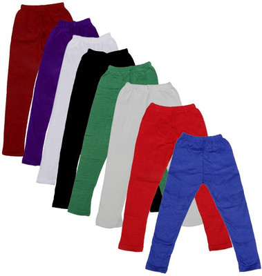IndiWeaves Legging For Girls(Maroon Pack of 8, Beige;black;blue;maroon;purple;red;white