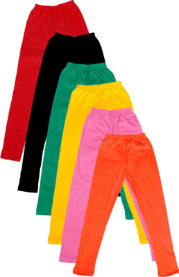 

IndiWeaves Legging For Girls(Multicolor Pack of 6, Black;green;orange;pink;red;yellow
