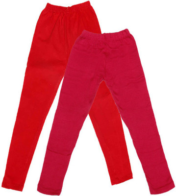 

IndiWeaves Legging For Girls(Red Pack of 2, Pink;red