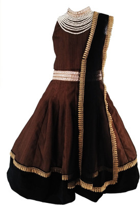 

Angel Wears Girls Lehenga Choli Ethnic Wear Self Design Lehenga, Choli and Dupatta Set(Brown, Pack of 1, Brown:black