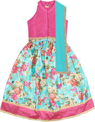 

KID1 Girls Lehenga Choli Ethnic Wear Self Design Lehenga Choli(Multicolor, Pack of 1, Pink/green