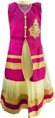 

Fashionitz Girls Midi/Knee Length Party Dress(Pink, Sleeveless