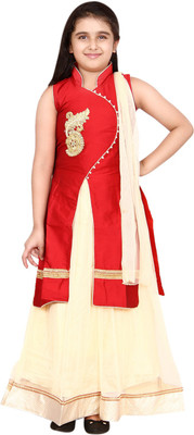

DHANYA Girls Lehenga Choli Ethnic Wear Embellished Lehenga Choli(Multicolor, Pack of 1, Red