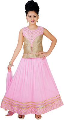 

Haazra Girls Lehenga Choli Ethnic Wear Self Design Lehenga, Choli and Dupatta Set(Pink, Pack of 1
