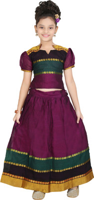 

Bhartiya Paridhan Girls Lehenga Choli Ethnic Wear Self Design Lehenga Choli(Multicolor, Pack of 1, Purple