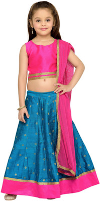 

Kay Girls Lehenga Choli Fusion Wear, Ethnic Wear Self Design Lehenga, Choli and Dupatta Set(Blue, Pack of 1), Pink;blue