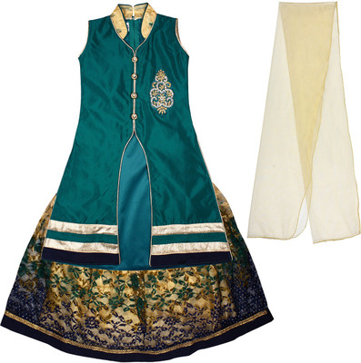 

Arshia Fashions Girls Lehenga Choli Ethnic Wear Embroidered Lehenga, Choli and Dupatta Set(Multicolor, Pack of 1, Green