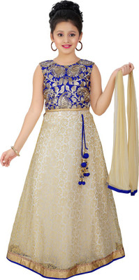 

Haazra Girls Lehenga Choli Ethnic Wear Self Design Lehenga, Choli and Dupatta Set(Blue, Pack of 1