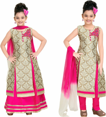 

Trendy Girls Girls Lehenga Choli Ethnic Wear Embroidered Lehenga Choli(Pink, Pack of 2