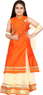 

DHANYA Girls Lehenga Choli Ethnic Wear Embellished Lehenga Choli(Multicolor, Pack of 1, Orange