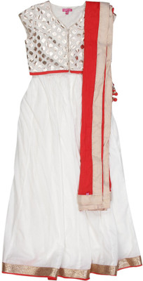

BIBA girls Girls Lehenga Choli Ethnic Wear Solid Lehenga, Choli and Dupatta Set(White, Pack of 1, Owht-red