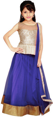 

Active Girls Lehenga Choli Ethnic Wear Solid Lehenga Choli(Blue, Pack of 1, Royal blue