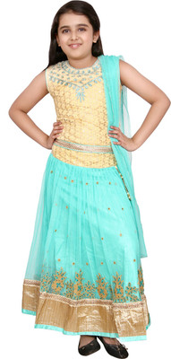 

DHANYA Girls Lehenga Choli Ethnic Wear Embellished Lehenga Choli(Light Blue, Pack of 1