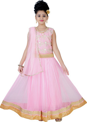 

Haazra Girls Lehenga Choli Ethnic Wear Self Design Lehenga, Choli and Dupatta Set(Pink, Pack of 1