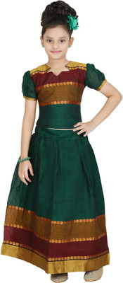 

Bhartiya Paridhan Girls Lehenga Choli Ethnic Wear Self Design Lehenga Choli(Multicolor, Pack of 1, Green