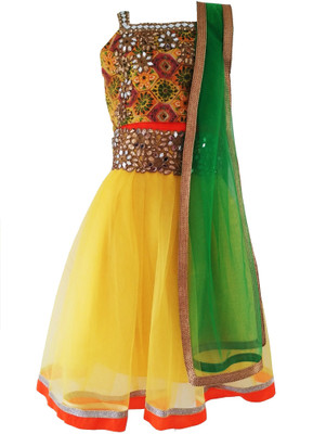 

Angel Wears Girls Lehenga Choli Ethnic Wear Self Design Lehenga, Choli and Dupatta Set(Yellow, Pack of 1, Yellow;green