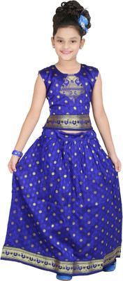 

Bhartiya Paridhan Girls Lehenga Choli Ethnic Wear Self Design Lehenga Choli(Blue, Pack of 1, Multicolor_1