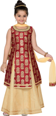 

Adiva Girls Lehenga Choli Ethnic Wear, Western Wear Self Design Lehenga, Choli and Dupatta Set(Multicolor, Pack of 1, Maroon