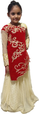 Royal Drift Girls Lehenga Choli Fusion Wear Embroidered Ghagra Choli(Red, Pack of 1)
