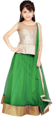 

Active Girls Lehenga Choli Ethnic Wear Solid Lehenga Choli(Green, Pack of 1