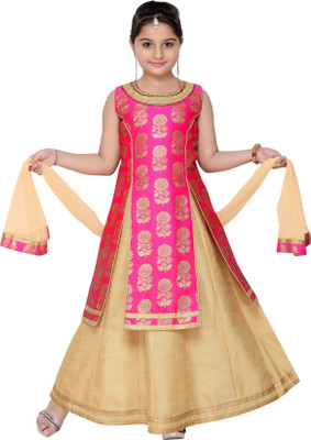 

Adiva Girls Lehenga Choli Ethnic Wear, Western Wear Self Design Lehenga, Choli and Dupatta Set(Multicolor, Pack of 1, Pink
