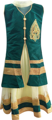 

Fashionitz Girls Lehenga Choli Ethnic Wear Self Design Lehenga Choli(Multicolor, Pack of 1, Green