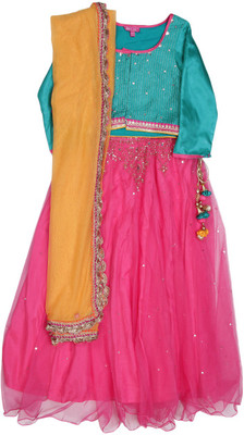 

BIBA girls Girls Lehenga Choli Ethnic Wear Embellished Lehenga, Choli and Dupatta Set(Multicolor, Pack of 1, Pnk