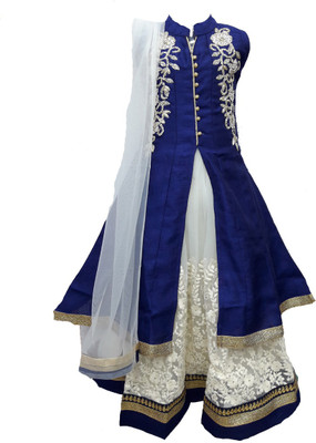 

Pogo Girls Lehenga Choli Fusion Wear, Ethnic Wear Self Design Lehenga, Choli and Dupatta Set(Multicolor, Pack of 1, Blue