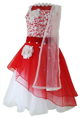 

Angel Wears Baby Girls Lehenga Choli Fusion Wear, Ethnic Wear Self Design Lehenga, Choli and Dupatta Set(White, Pack of 1, White:red