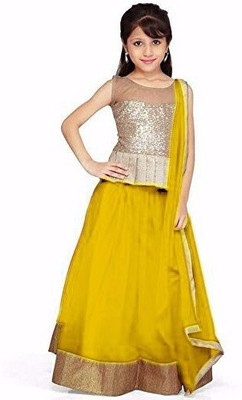 

Aika Girls Lehenga Choli Ethnic Wear Solid Lehenga Choli(Yellow, Pack of 1
