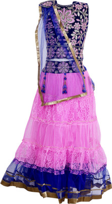 

Crazeis Girls Lehenga Choli Western Wear Embroidered Lehenga Choli(Blue, Pack of 1