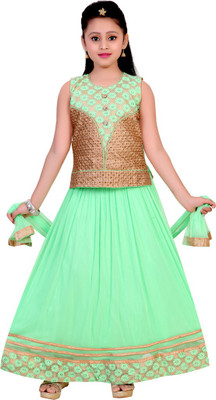 

Haazra Girls Lehenga Choli Ethnic Wear Self Design Lehenga, Choli and Dupatta Set(Green, Pack of 1, Spring green