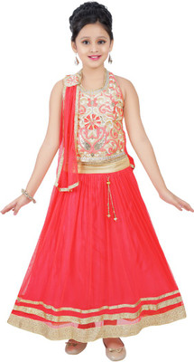 

Haazra Girls Lehenga Choli Ethnic Wear Self Design Lehenga, Choli and Dupatta Set(Red, Pack of 1
