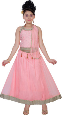 

Haazra Girls Lehenga Choli Ethnic Wear Self Design Lehenga, Choli and Dupatta Set(Pink, Pack of 1