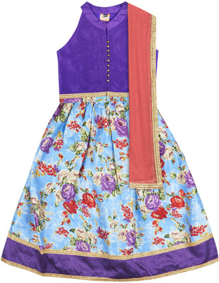 

KID1 Girls Lehenga Choli Ethnic Wear Self Design Lehenga Choli(Multicolor, Pack of 1, Purple/blue