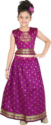

Bhartiya Paridhan Girls Lehenga Choli Ethnic Wear Self Design Lehenga Choli(Purple, Pack of 1, Multicolor_2