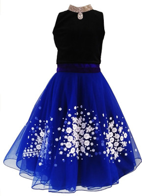 

Angel Wears Girls Lehenga Choli Fusion Wear, Western Wear Self Design Lehenga Choli(Blue, Pack of 1, Royal blue:black