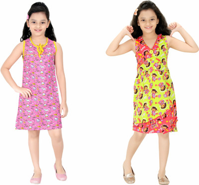 

Red Rose Kids Nightwear Girls Printed Cotton(Multicolor Pack of 2, Yellow